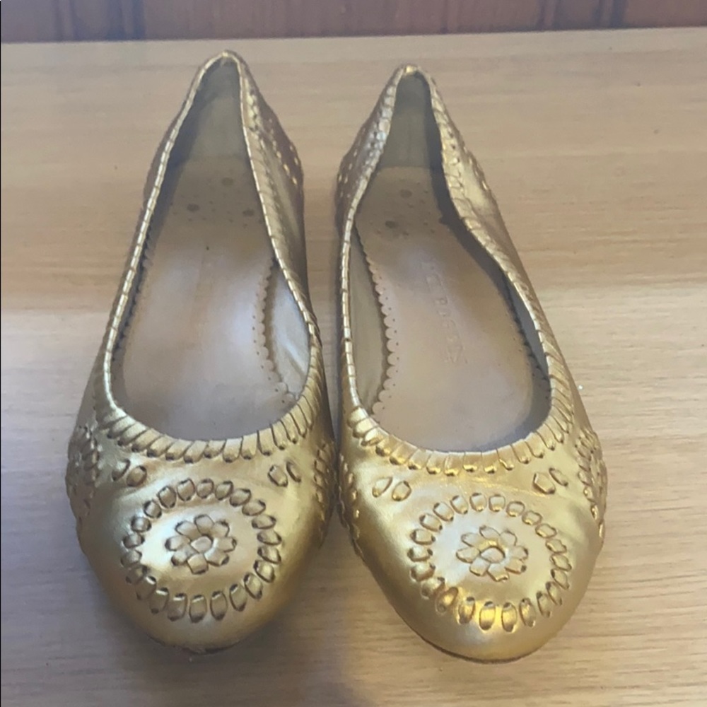 Jack Rogers Gold 10 M Ballet Flat Shoes